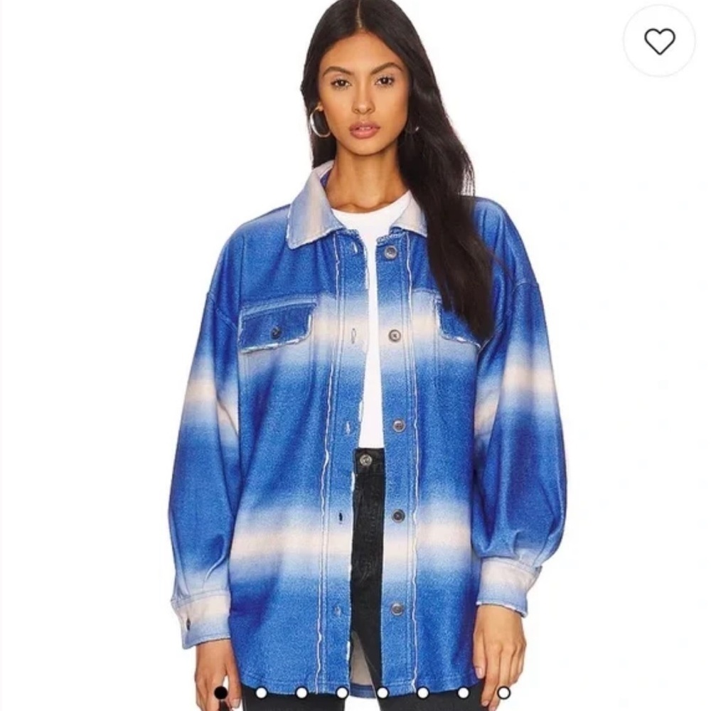 FREE People large new with tag blue printed Ruby Shacket.